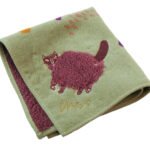 moritaMiW 絨毛刺繡方形毛巾- 貓圖案設計放大圖片