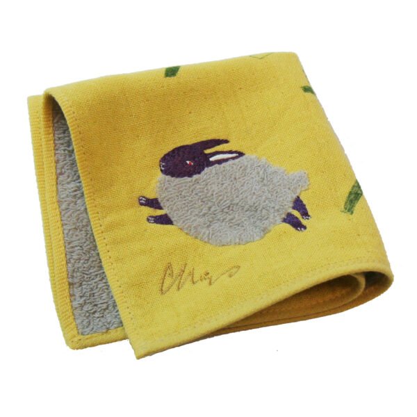 moritaMiW 絨毛刺繡方形毛巾-兔子圖案設計放大圖片