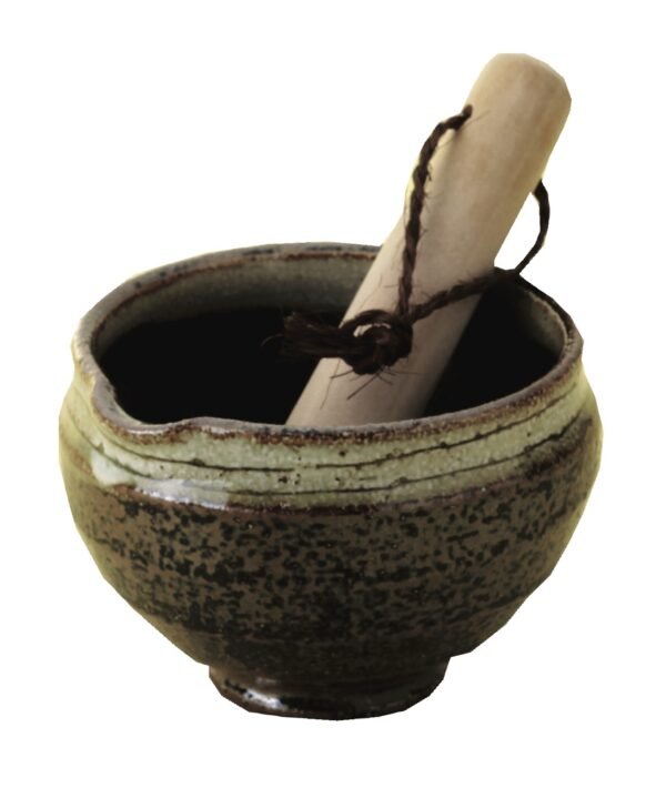 美濃燒研缽邊位有一個端口