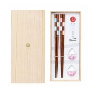 津輕琉璃 x 若狹塗 櫻花花瓣對筷連托架禮盒3