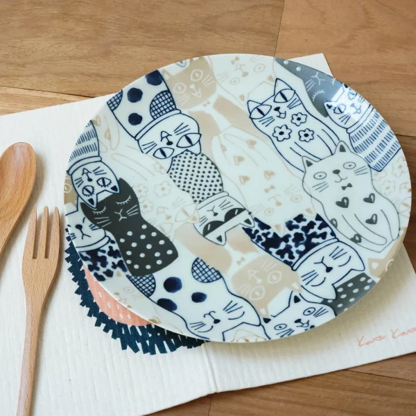 義大利風格 貓咪餐盤 藍色