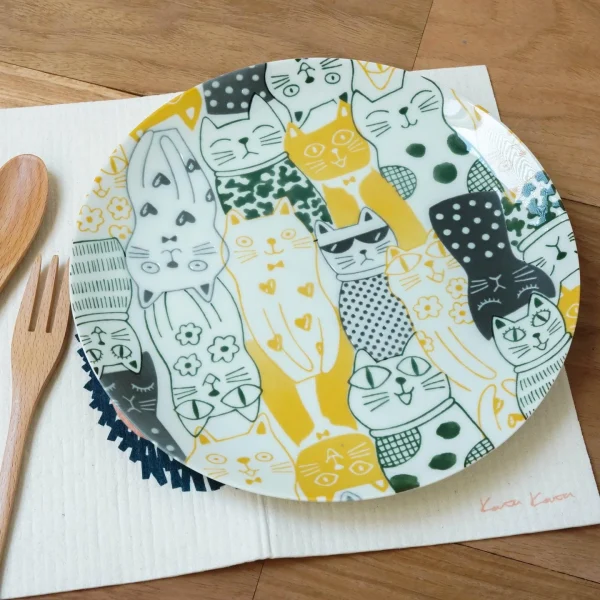 義大利風格 貓咪餐盤 黃色