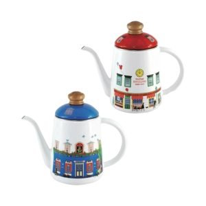 Fuji Hollow 琺瑯滴漏壺1L - 紅色和藍色