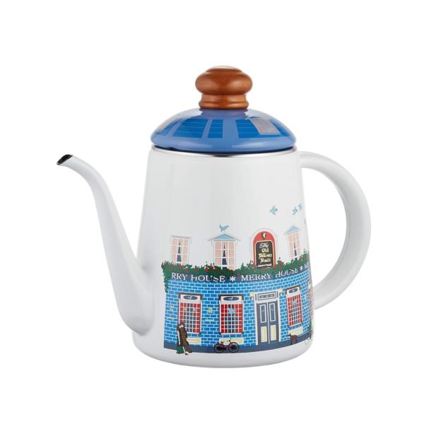 Fuji Hollow 琺瑯滴漏壺1L - 藍色 側面