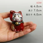 日本製造九谷燒達摩貓擺設7cm高