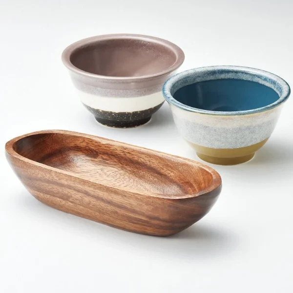 Aito Glaze Works 碗與木盤 3件套裝