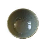 Rokuro Blut's 六魯 十草粗陶飯碗 堀灰綠色 俯視圖