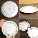 九谷燒花語圓盤蓝色與紅色不同角度展示拼圖