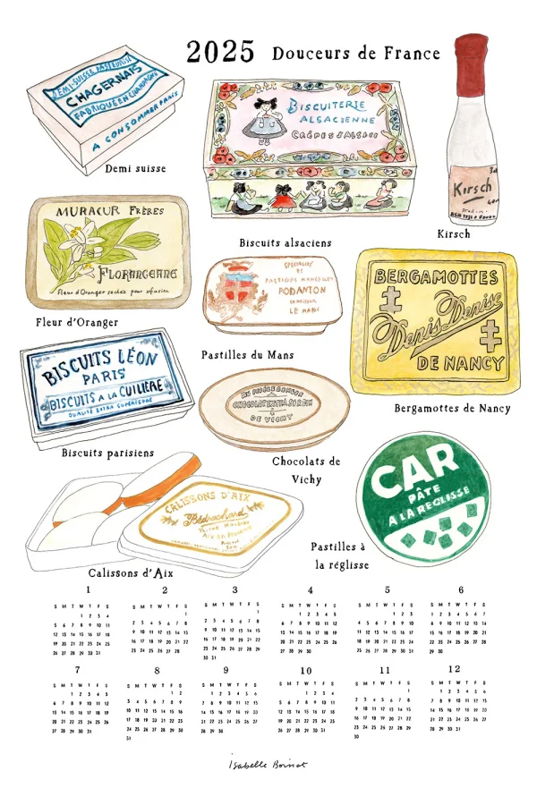 Fog Linen Work 彩繪亞麻2025年年曆 - box of french sweets
