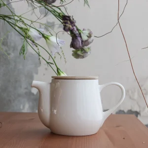 bico 美濃燒平蓋茶壺｜白色