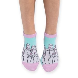 姆明系列女裝襪樹精款 - 綠松石色穿在腳上的示範圖片