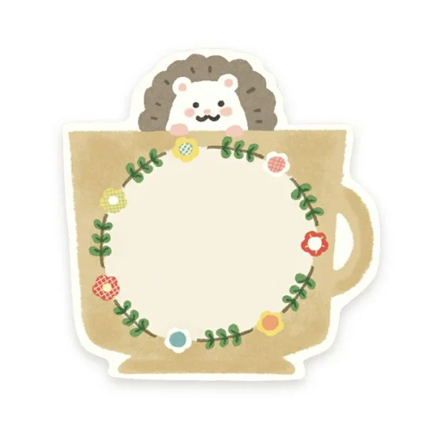 Die-cut Sticky Note - Happy Hedgehog. Design of writing paper