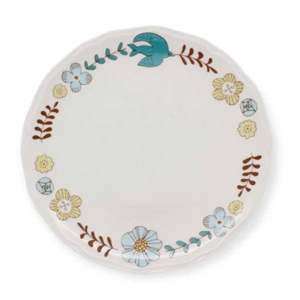 藍色花九谷燒花語圓盤 正面