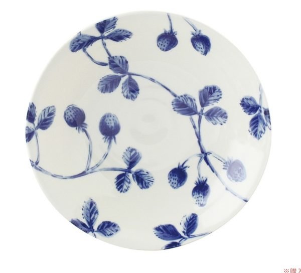 Aito 復古藍白色植物深碟-草莓