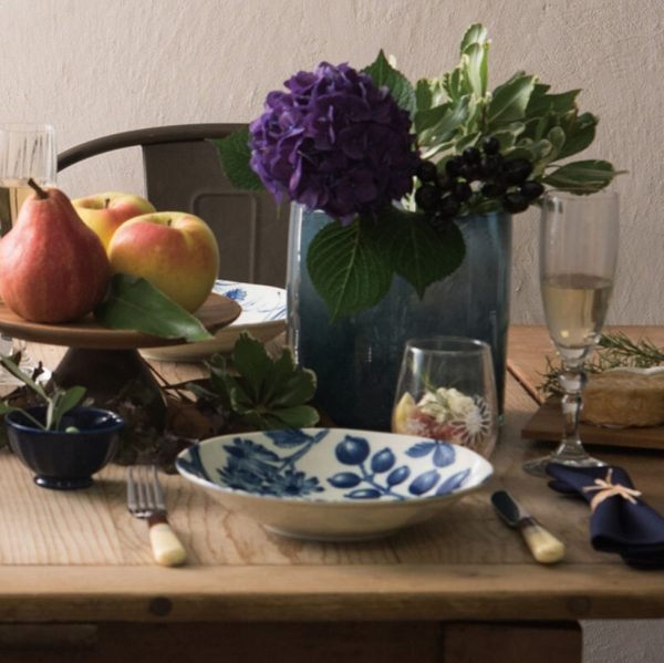 Aito 復古藍白色植物深碟 場景圖.1