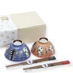 日本製貓咪茶碗筷子對裝禮盒