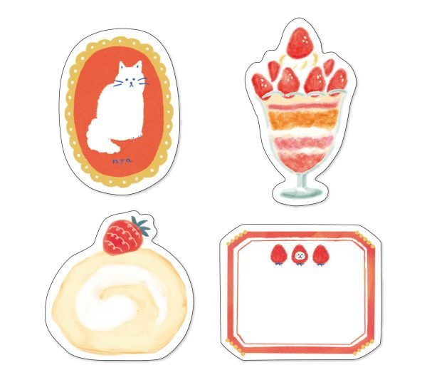 裝飾紙套裝- 紅色貓咪草莓甜