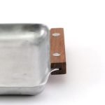 懷舊鋁製木手柄迷你托盤木手柄大特寫 2