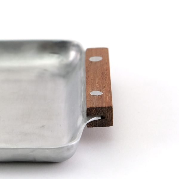 懷舊鋁製木手柄迷你托盤木手柄大特寫 2