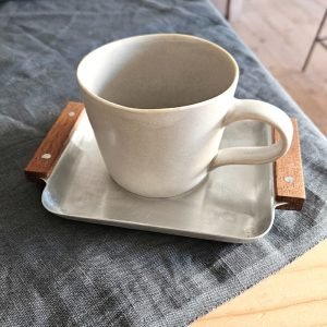 懷舊鋁製木手柄迷你托盤用作杯子托盤 2