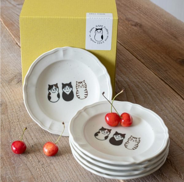 Shichita小貓浮雕餐盤 14cm 5隻套裝