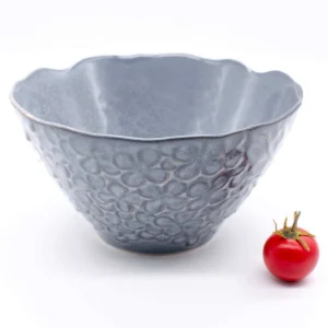 Aito 美濃焼陶瓷浮雕碗 L 灰色-側面