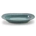 Aito Lien系列陶瓷浮雕橢圓形碗 25.6cm -青綠色側面圖