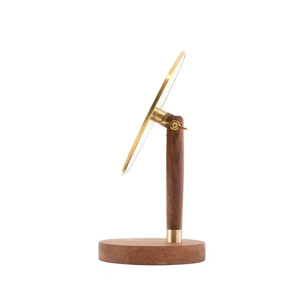 黃銅製橢圓形座枱式鏡子側面圖