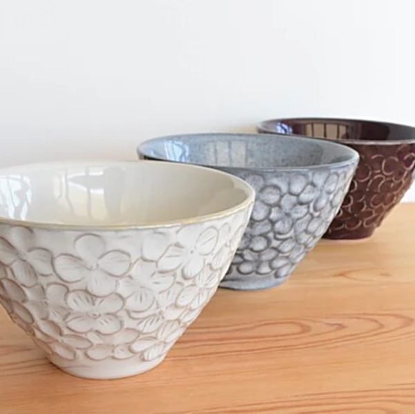 Aito 美濃燒浮雕花卉碗 L - 2件套裝