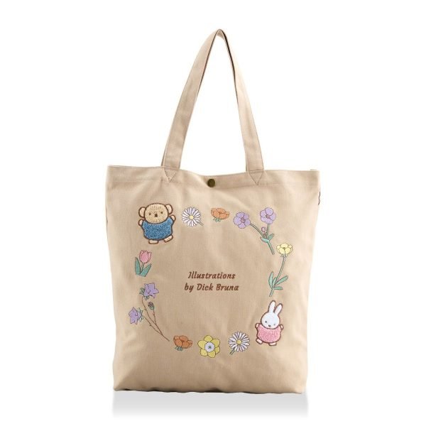 Miffy刺繡花環帆布手袋 - 米色