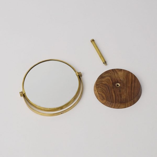 shesay 黃銅紫檀木座枱鏡拆開後分成三個部份