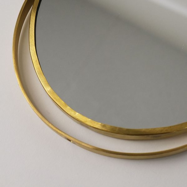 shesay 黃銅紫檀木座枱鏡黃銅框大特寫