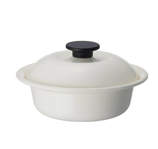野田琺瑯有蓋鍋 白色 白色背景圖