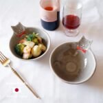 Yoshizawa 益子燒紅色煲呔貓碗