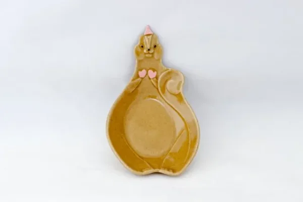 Yoshizawa 吉澤窯益子燒松鼠餐盤 正面圖