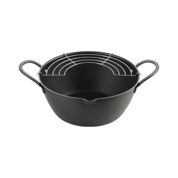 日本製 寬口深型炸鍋連濾網 24cm