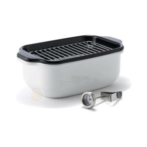 白色琺瑯長方形天婦羅炸鍋配件可以疊起存放，節省空間