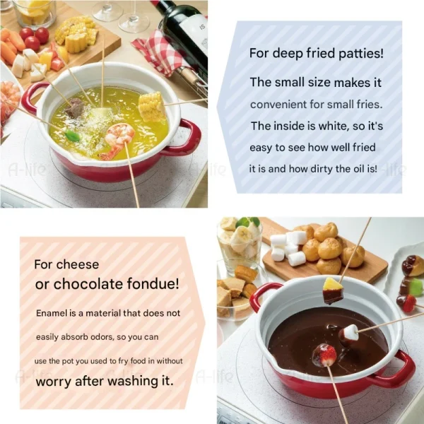 利日本製 高木金屬 搪瓷鍋炸天婦羅及食火鍋的合併圖