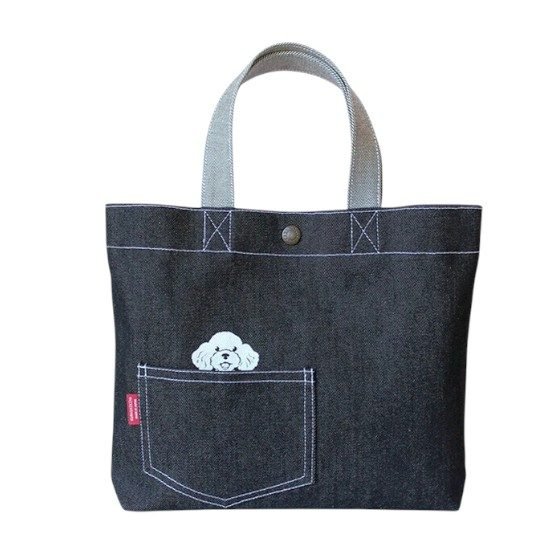 日本製 牛仔布可愛柴犬手挽袋正面