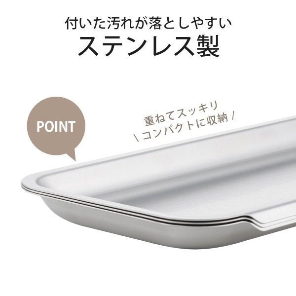 日本製 下村 不鏽鋼淺型三連料理盤三件組邊緣設計可疊起放的展示圖帶有日文簡介