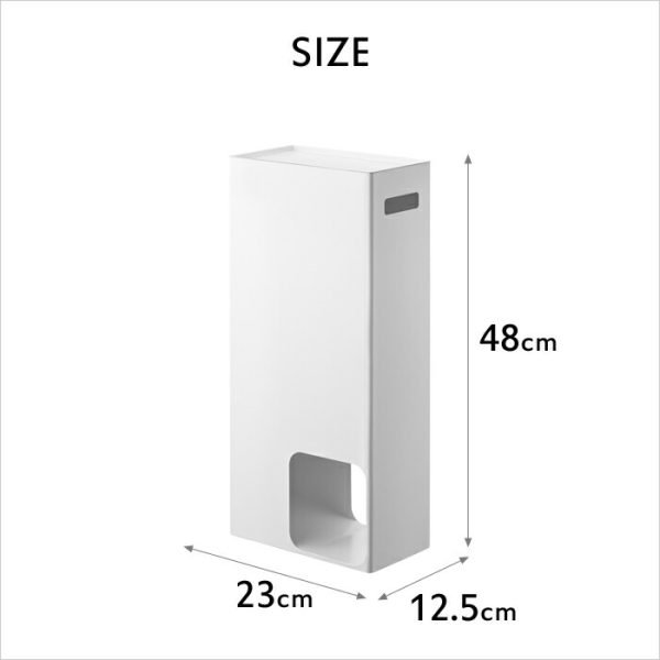 日本 TOWER 廁紙收納箱尺寸詳情圖，背景為白色
