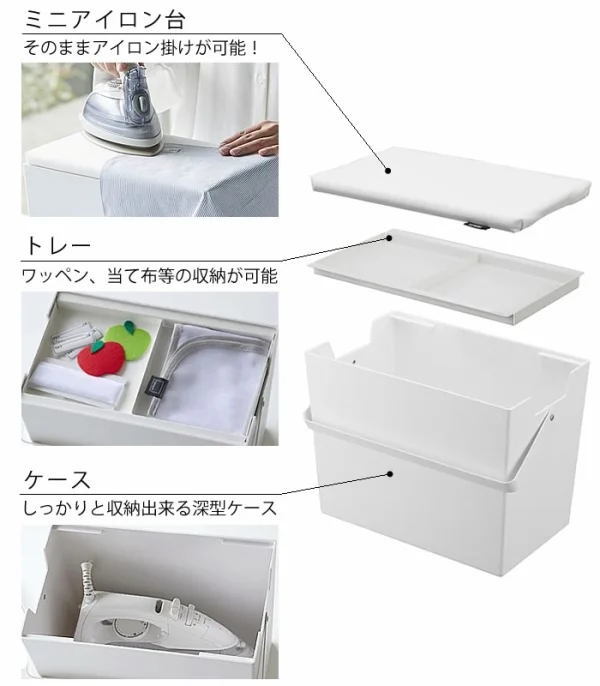 TOWER 熨斗收納箱 白色款不同部分解構圖