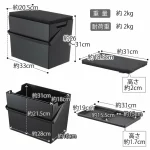 TOWER 熨斗收納箱黑色款每個部份的尺寸詳情圖，背景為白色