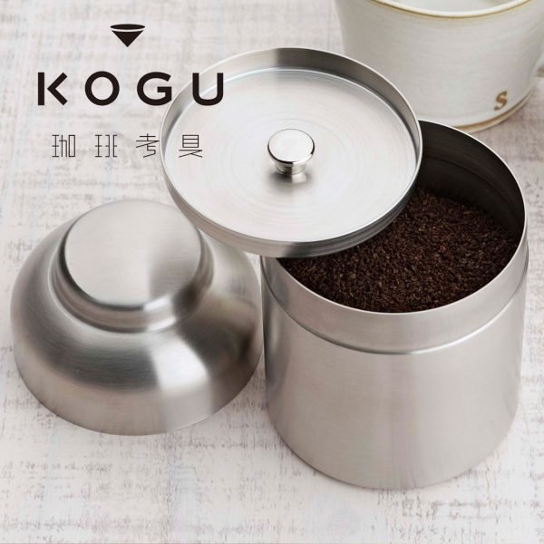 日本製 KOGU咖啡考具 不鏽鋼咖啡豆罐裝着咖啡豆的產品圖片 2