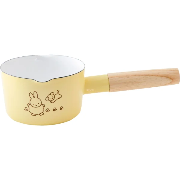 FUJIHORO MIFFY 琺瑯單柄小鍋 - 12cm 黃色款正面白色背景圖