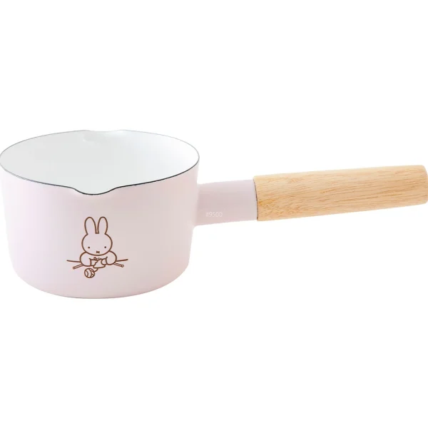 FUJIHORO MIFFY 琺瑯單柄小鍋 - 12cm 粉紅色款正面白色背景圖