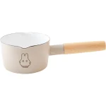 FUJIHORO MIFFY 琺瑯單柄小鍋 - 12cm 灰啡色款正面白色背景圖