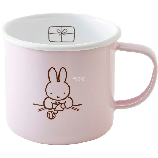 FUJIHORO MIFFY 粉彩系列琺瑯杯子粉紅色款的正面白色背景圖