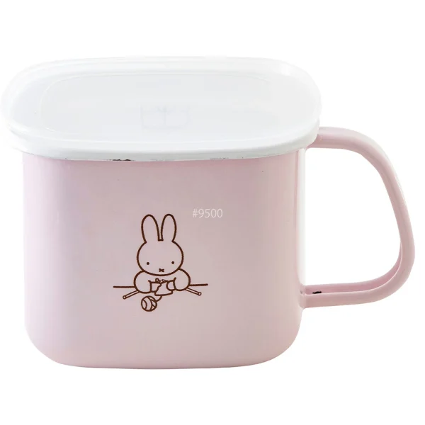 FUJIHORO MIFFY 粉彩系列四方琺瑯罐 – 1.5L 粉紅色款正面白色背景圖