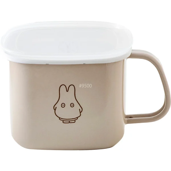 FUJIHORO MIFFY 粉彩系列四方琺瑯罐 – 1.5L 灰啡色款正面白色背景圖